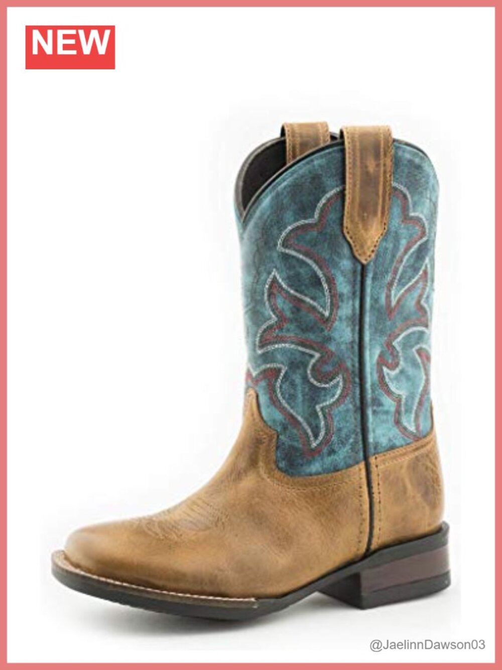 Roper Leather Western Boots Square Toe Block Heel Slip-On Mid-Calf